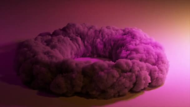 ネオンライトを点滅させた爆発的な煙構造を持つ抽象芸術の3Dアニメーション — ストック動画