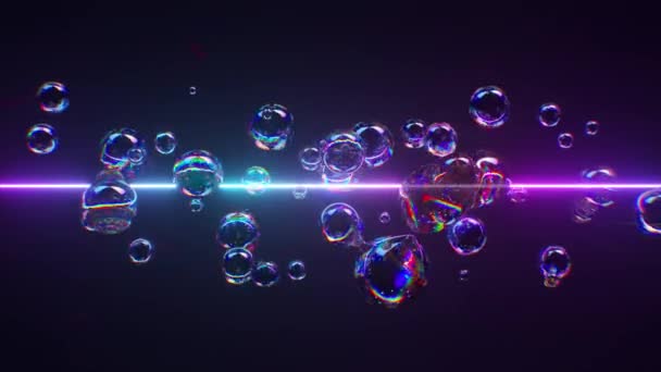 Animação Bolhas Sabão Vibrantes Feixe Laser — Vídeo de Stock