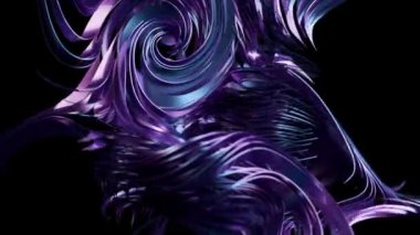 Derin mavi ve mor palette dönen metal desenli girdaplı üç boyutlu dijital sanat eserinin detaylı görüntüsü derinlik ve hareket hissi yaratıyor.