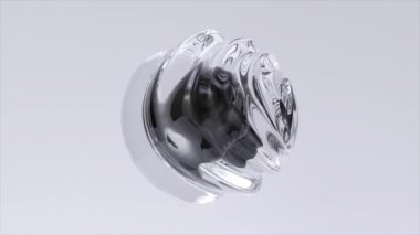 Soyut sanatın deformasyon sürecinde sürreal cam küre ya da top ile üç boyutlu animasyonu