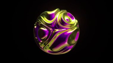Deformasyon sürecinde soyut bir metal küre ya da top ile soyut sanatın 3 boyutlu animasyonu