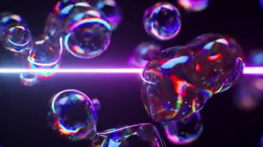 Canlı sabun köpüklerinin ve lazer ışınlarının 3 boyutlu animasyonu