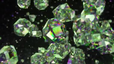 Parlayan elmasların yıldızlı bir alanda patlamasının 3 boyutlu animasyonu