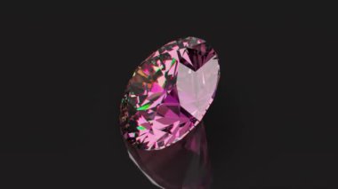 Koyu arkaplanlı pembe bir elmasın 3D görüntüsü