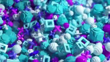 Mavi ve mor üç boyutlu geometrik şekillerin kaotik düzeni