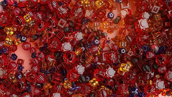 stock image 3d abstract background with translucent red, orange, and purple geometric shapes in a chaotic arrangement