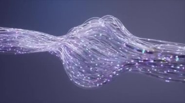 Yanardöner, parıldayan fiber optikler düzgün akıyor, gelecekteki dijital iletişimi temsil ediyor..