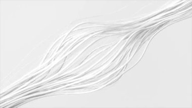 Açık arkaplan üzerinde akan beyaz çizgilerin soyut 3d canlandırması