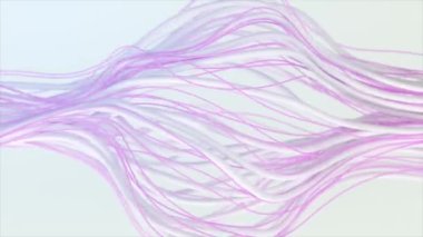 Açık arkaplanda akan beyaz ve pembe çizgilerin soyut 3d canlandırması