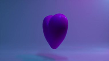 3D kalp şekil değiştiriyor ve parlıyor, mor ve pembenin gölgelerinde pürüzsüz bir eğime karşı geçiş yaparak büyüleyici ve romantik bir görsel deneyim yaratıyor.