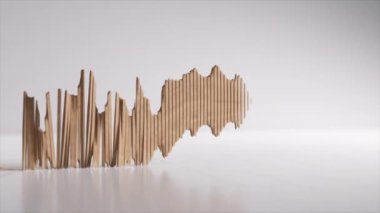 Karton ses dalgası beyaz arka planda çöküyor. Müzik, ses tasarımı ve ses mühendisliği konuları için mükemmel.