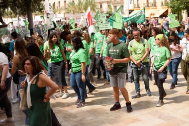 Valencia, İspanya - 23 Mayıs 2024: Binlerce kişi kemer sıkma tedbirlerine ve Valencia, İspanya 'daki Valencia dilinin düşüşüne karşı eğitici bir gösteriye katıldı