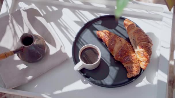 Frans Gebak Turkse Koffie Gemaakt Cezve Hoogwaardig Beeldmateriaal — Stockvideo