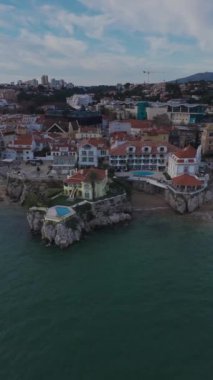 Cascais, Portekiz şehir merkezinin hava görüntüleri..
