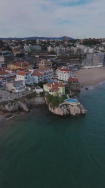 Cascais, Portekiz şehir merkezinin hava görüntüleri..
