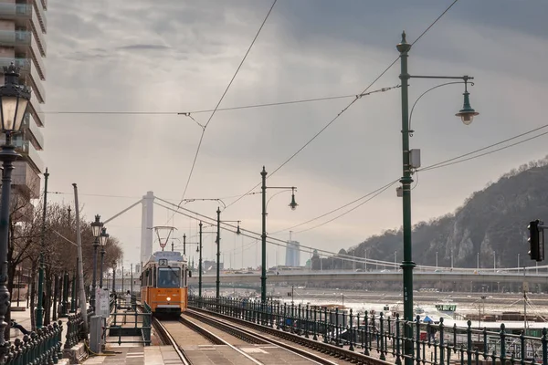 Budapest Hongrie Février 2022 Tram Budapest Appelé Villamos Ganz Csmg — Photo