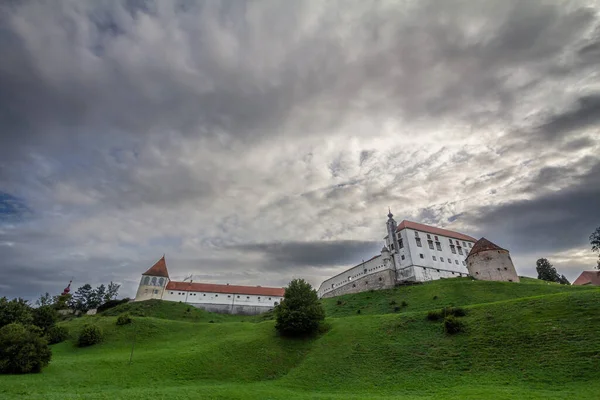 Ptuj Kalesinin Dış Duvarlarında Tipik Avusturya Macar Mimarisi Ile Seçici — Stok fotoğraf