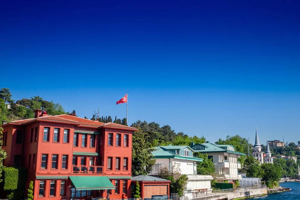 Luxury houses on the Bosphorus strait in Istanbul, Turkey, some in wood, in a residential district of the city, by the marmara sea, in a high real estate development area