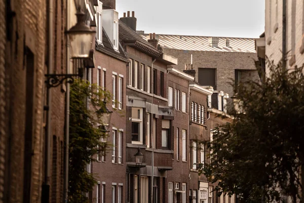 Selektiv Oskärpa Typiska Fasader Holländska Arkitektur Centrum Maastricht Nederländerna Med — Stockfoto