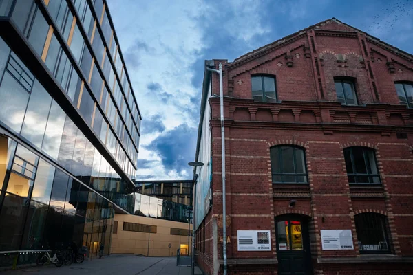 Stock image AACHEN, GERMANY - NOVEMBER 8, 2022: Entrance to the mis van der rohe museum of Aachen at dusk. It's an art and architecture museum dedicated to Mies Van Der Rohe, ad a major landmark.