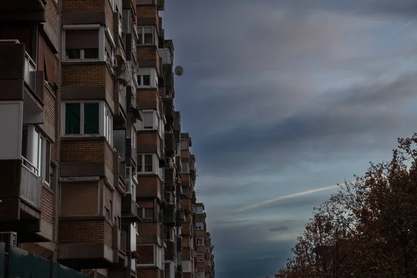 Селективное Размытие Высотных Зданиях Района Блок Новом Белграде Белграде Сербия — стоковое фото
