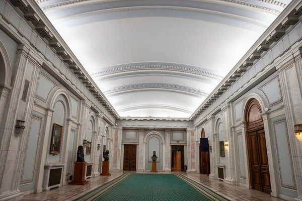 stock image BUCHAREST, ROMANIA - MARCH 13, 2023: Selective blur opulent design of a lobby hall in the interior of the Romanian palace of parliament in Bucharest, a symbol of romanian communism.