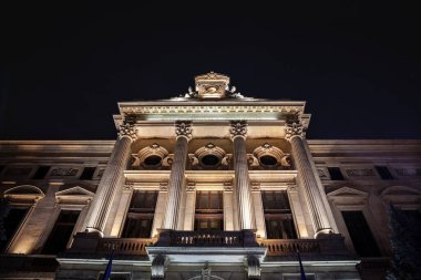 BUCHAREST, ROMANIA - 13 Mart 2023: Romanya Merkez Bankası (BNR, Banca Nationala A Romaniei), ülkenin merkez bankası ve finans kurumlarının başkanı.