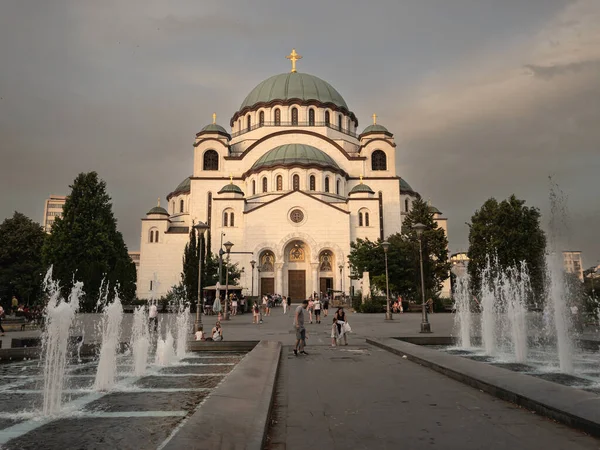 Белграда Сербия Июля 2023 Года Избранное Размытие Собора Святого Саввы — стоковое фото