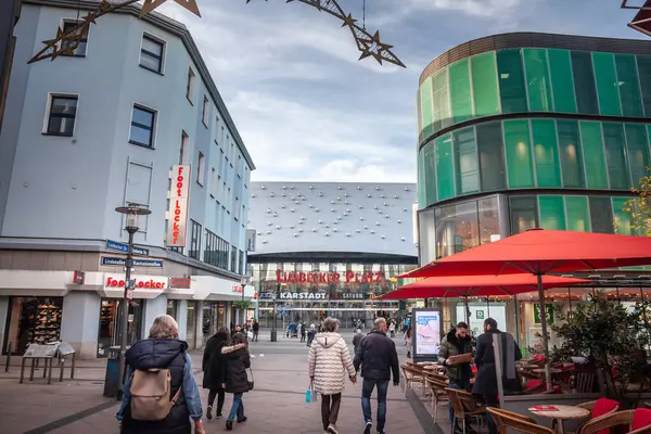 stock image ESSEN, GERMANY - NOVEMBER 11, 2022: Panorama of the main entrance to Limbecker Patz Mall in Essen. Limbecker Patz is a mall in the center of Essen, germany.