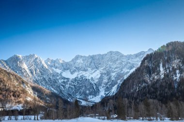 Julian Alplerindeki Goli Vrh 'nin geniş açılı görüntüsü. Slovenya 'nın Zgornje Jezersko kentindeki el değmemiş Slovenya dağ manzarasını yakalıyor..