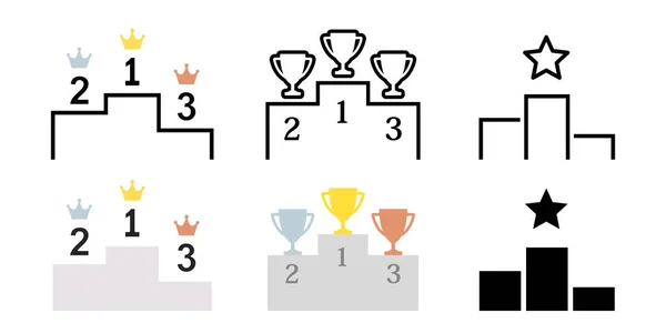 冠军颁奖台 获奖者排名和成绩 矢量图标图解材料 — 图库矢量图片