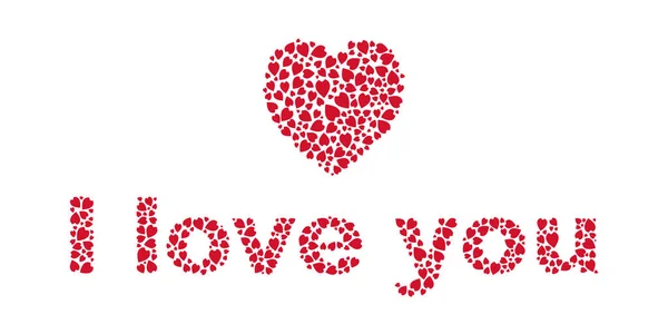 Miluji Vás Písmena Srdce Znamení Červený Vektor Ilustrační Materiál — Stockový vektor