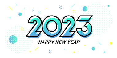 2023 karakter tasarımı, pop beyaz arka plan mutlu yıllar, vektör illüstrasyon materyali