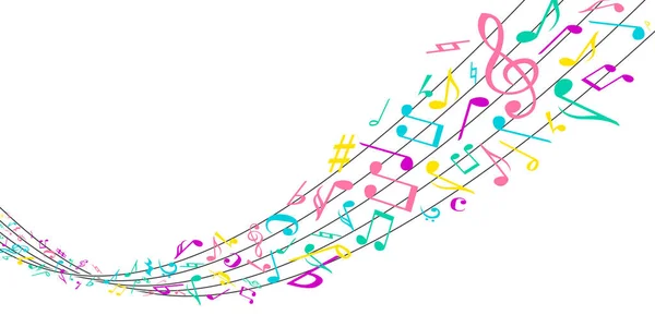 Πολύχρωμη Μουσική Μελωδία Μουσική Σημείωση Φόντο Εικονογράφηση Διανυσματικό Υλικό — Διανυσματικό Αρχείο