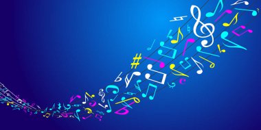 Noel şarkısı, Eve kutsal gece müziği, müzikal nota arka plan malzeme vektörü mavi