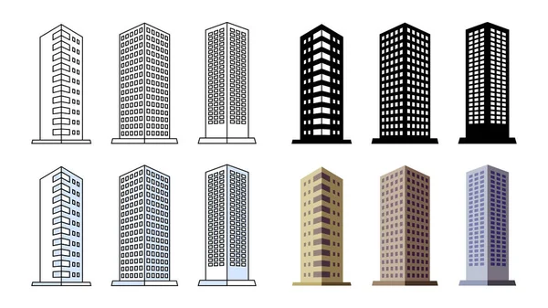 Apartamento Torre Edificio Oficinas Ciudad Hotel Lujo Icono Ilustración Vectorial — Vector de stock