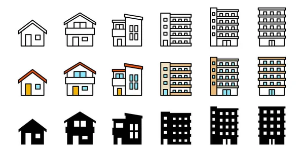 Condominium Vrijstaande Woning Vergelijkingsmateriaal Huur Eigen Huis Vector Pictogram Illustratiemateriaal — Stockvector