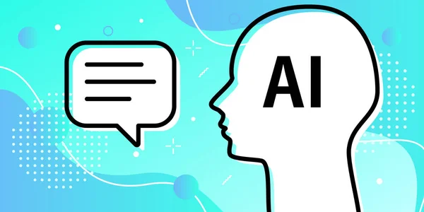 Artificial Intelligence Chat Digital Talks Its Own Brain Vector Illustration — Stock Vector