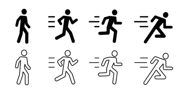Accelera Uomo Che Cammina Uomo Che Corre Gran Velocità Materiale — Vettoriale Stock