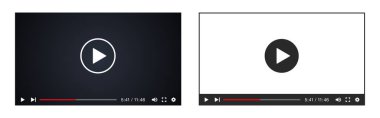 Oynat düğmeli video oynatıcı şablonu. Vektör illüstrasyon materyali