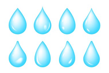 Yüksek kaliteli su şekli, mavi su damlası, şeffaf yağmur damlası vektör ikonu resimleme materyali