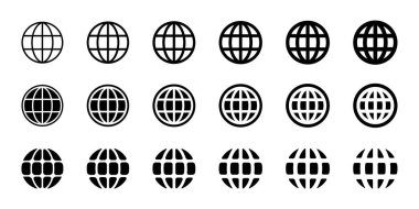 WWW World Wide Web Basit Dünya Şekli, İnternet İletişim Tasarımı İşareti, Vektör İllüstrasyon Simgesi