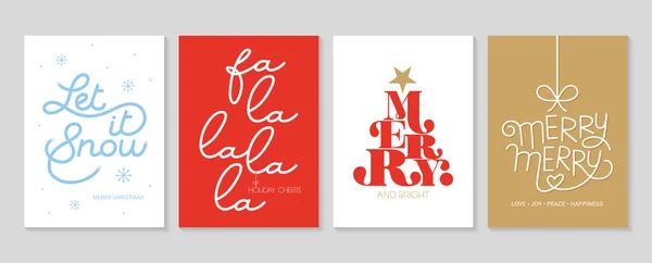 クリスマスと幸せな新年の挨拶カードのセット文字の書道装飾的な装飾要素と — ストックベクタ