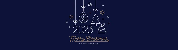 Frohe Weihnachten Und Ein Gutes Neues Jahr 2023 Banner — Stockvektor