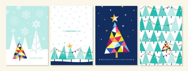 グリーティングカードのためのクリスマスツリー装飾 — ストックベクタ