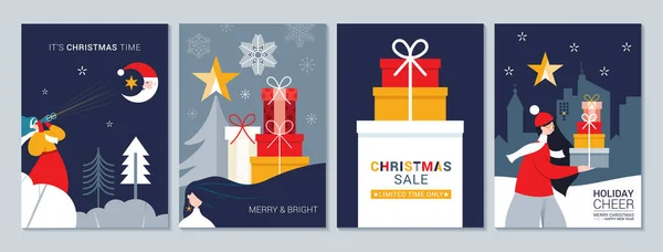 Weihnachtsverkauf Mit Geschenkbox Sammelkarte — Stockvektor