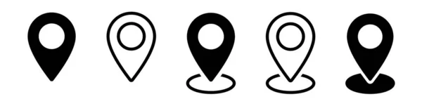 Standort Pin Symbol Kartenstift Platzmarkierung Positionszeiger Symbol Gesetzt Gps Symbol — Stockvektor