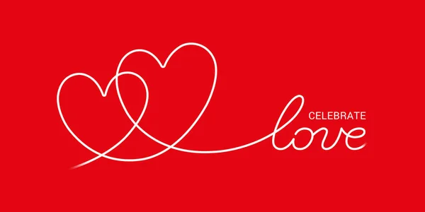 Празднуйте Любовь Белая Рукописная Типографика Письма Дизайн Сердца Днем Святого — стоковый вектор