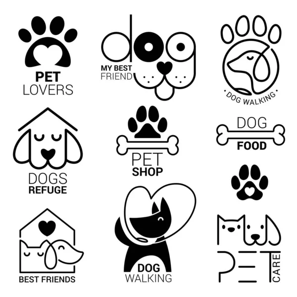Vector Dog Logo Template Set Vorhanden Ideal Für Haustiergeschäfte Hundeausführer — Stockvektor