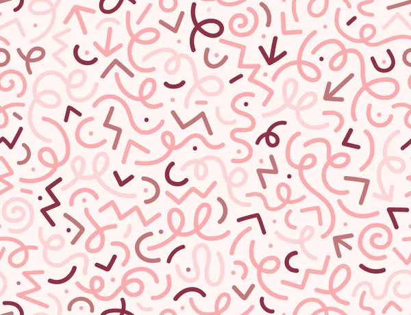 Απρόσκοπτη Πολύχρωμο Γεωμετρικό Μοτίβο Hipster Μέμφις Στυλ Ροζ Υφή Φόντου — Διανυσματικό Αρχείο
